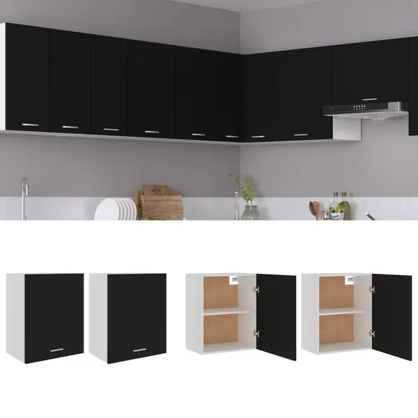 Gossi dulapuri suspendate, 2 buc., negru, 50x31x60 cm, lemn prelucrat