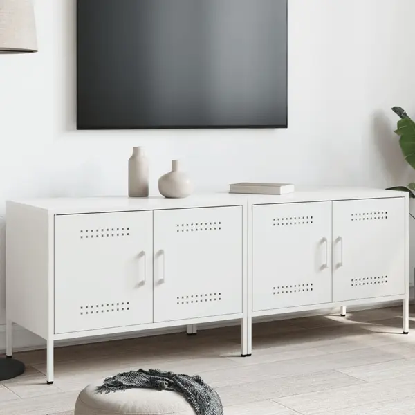 Gossi dulapuri tv, 2 buc., alb, 68x39x50,5 cm, otel