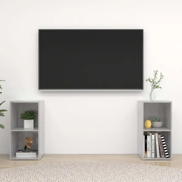 Gossi dulapuri tv 2 buc gri beton, 72x35x36,5 cm lemn prelucrat