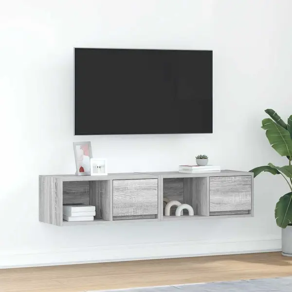 Gossi dulapuri tv 2 buc gri sonoma 60x31x25,5 cm lemn prelucrat