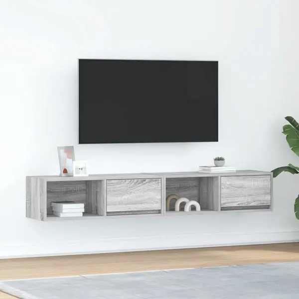 Gossi dulapuri tv 2 buc gri sonoma 80x31x25,5 cm lemn prelucrat