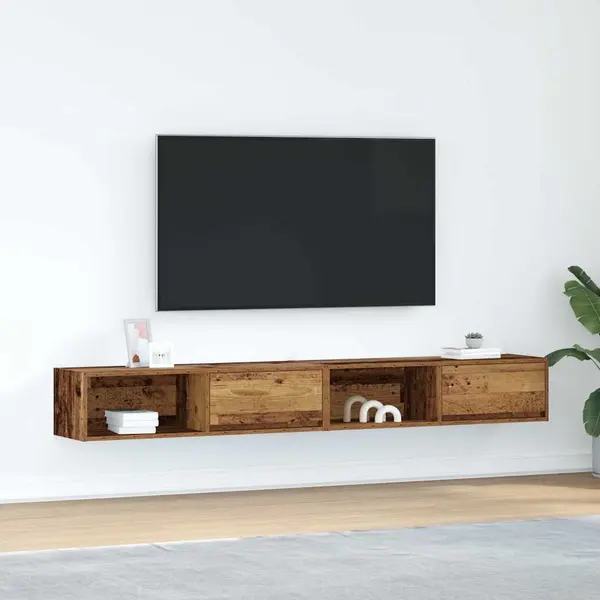 Gossi dulapuri tv 2 buc lemn vechi 100x31x25,5 cm lemn prelucrat