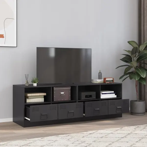Gossi dulapuri tv, 2 buc., negru, 67x39x44 cm, otel