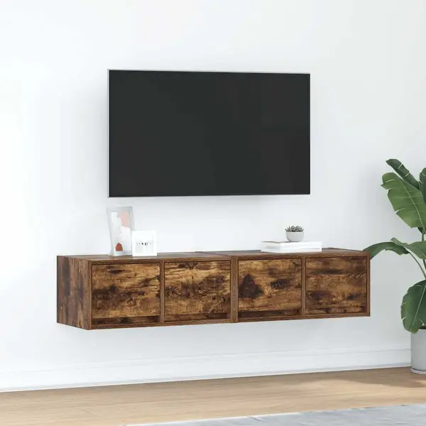 Gossi dulapuri tv 2 buc stejar afumat 60x31x25,5 cm lemn prelucrat