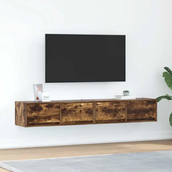 Gossi dulapuri tv 2 buc stejar afumat 80x31x25,5 cm lemn prelucrat