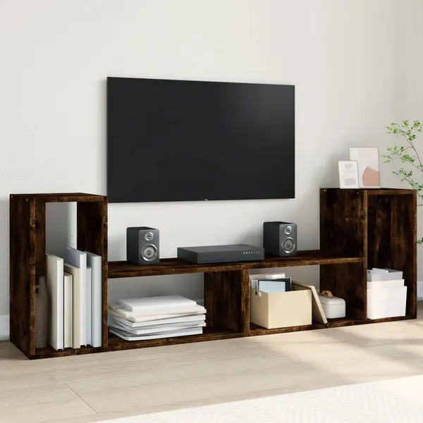 Gossi dulapuri tv, 2 buc, stejar fumuriu, 75x30x50 cm, lemn prelucrat