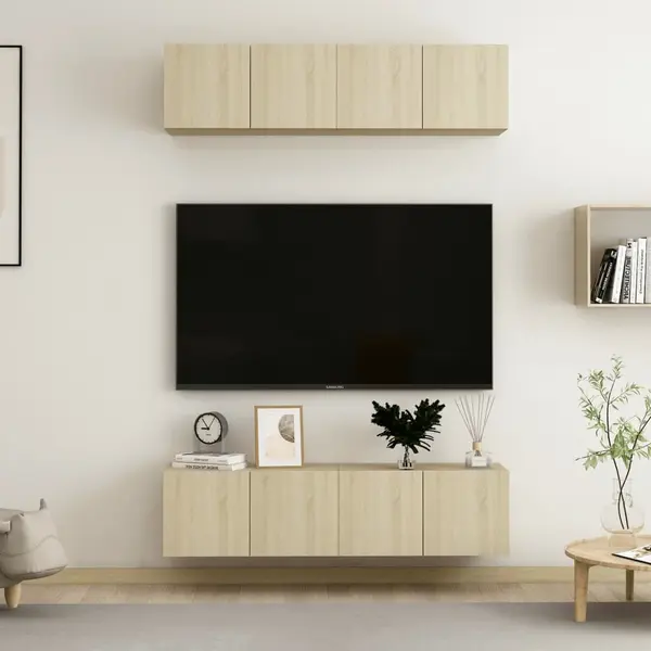Gossi dulapuri tv, 4 buc., stejar sonoma, 60x30x30 cm, lemn prelucrat