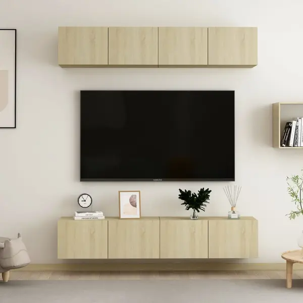 Gossi dulapuri tv, 4 buc., stejar sonoma, 80x30x30 cm, lemn compozit