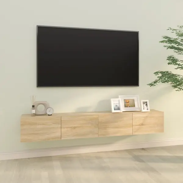 Gossi dulapuri tv de perete 2 buc. stejar 100x30x30 cm lemn compozit