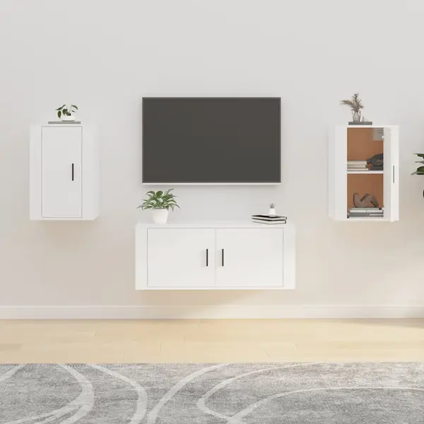 Gossi dulapuri tv montate pe perete, 2 buc., alb, 40x34,5x60 cm