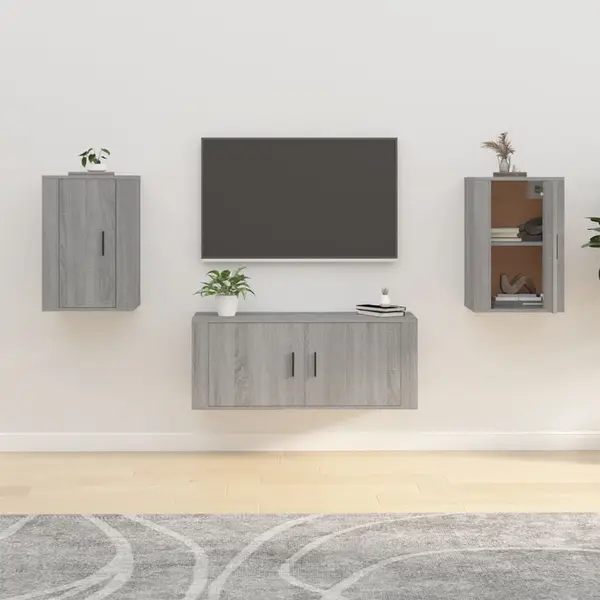 Gossi dulapuri tv montate pe perete 2 buc. gri sonoma 40x34,5x60 cm