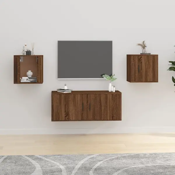 Gossi dulapuri tv montate pe perete 2 buc. stejar maro 40x34,5x40 cm