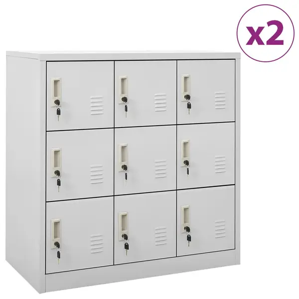 Gossi dulapuri vestiar 2 buc. gri deschis 90x45x92,5 cm otel