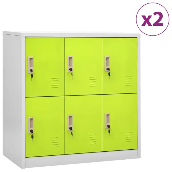 Gossi dulapuri vestiar 2 buc. gri deschis si verde 90x45x92,5 cm otel