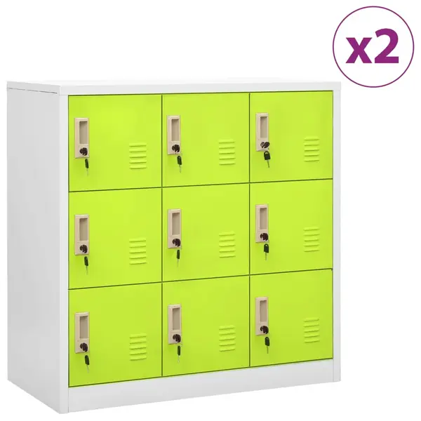 Gossi dulapuri vestiar 2 buc. gri deschis si verde 90x45x92,5 cm otel