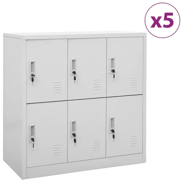 Gossi dulapuri vestiar 5 buc. gri deschis 90x45x92,5 cm otel