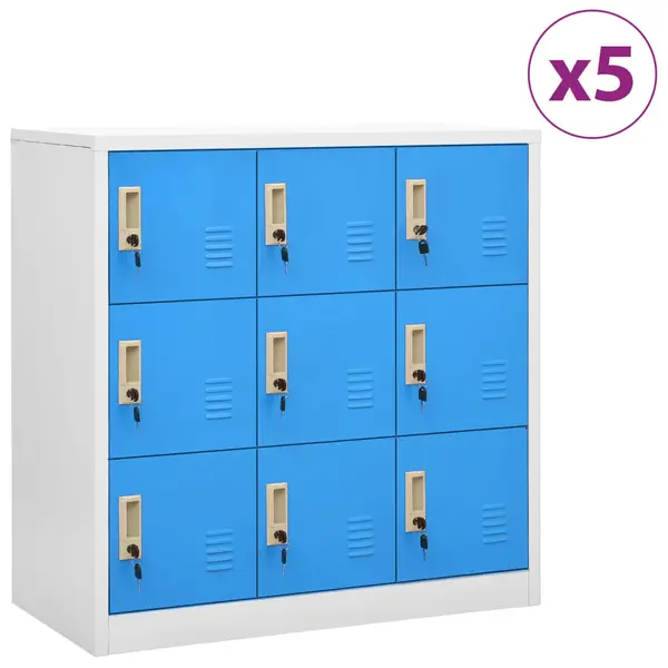 Gossi dulapuri vestiar 5 buc. gri deschis/albastru 90x45x92,5 cm otel