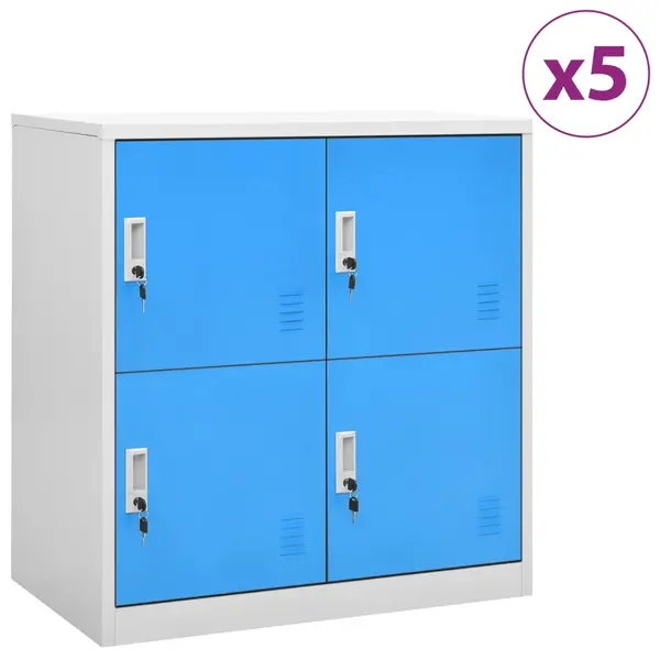 Gossi dulapuri vestiar 5 buc. gri deschis/albastru 90x45x92,5 cm otel