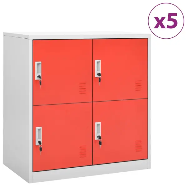 Gossi dulapuri vestiar 5 buc. gri deschis si rosu 90x45x92,5 cm otel