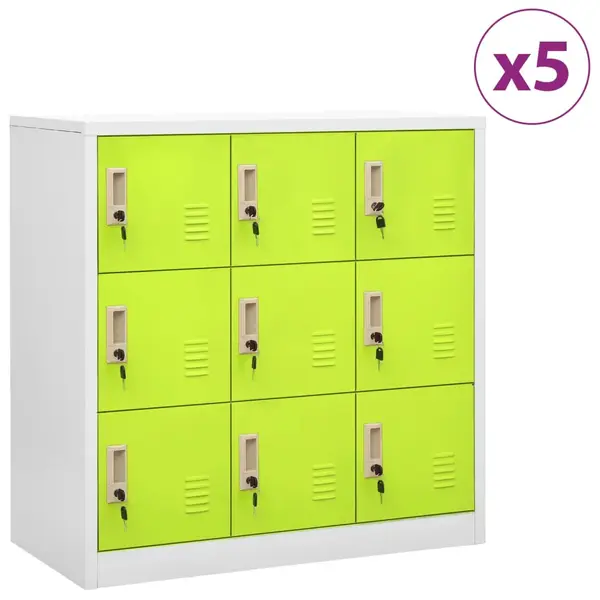 Gossi dulapuri vestiar 5 buc. gri deschis si verde 90x45x92,5 cm otel