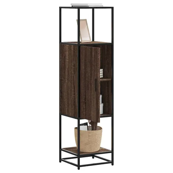 Gossi dulapuru stejar maro 35,5x35x139 cm lemn si metal prelucrat