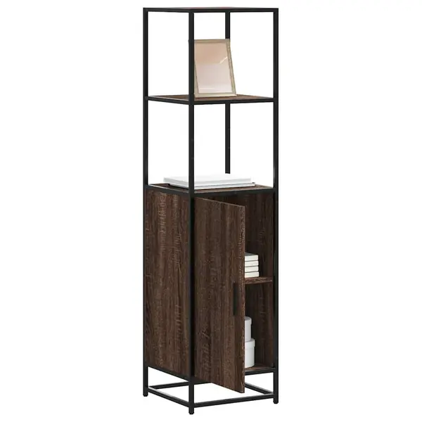 Gossi dulapuru stejar maro 35,5x35x139 cm lemn si metal prelucrat