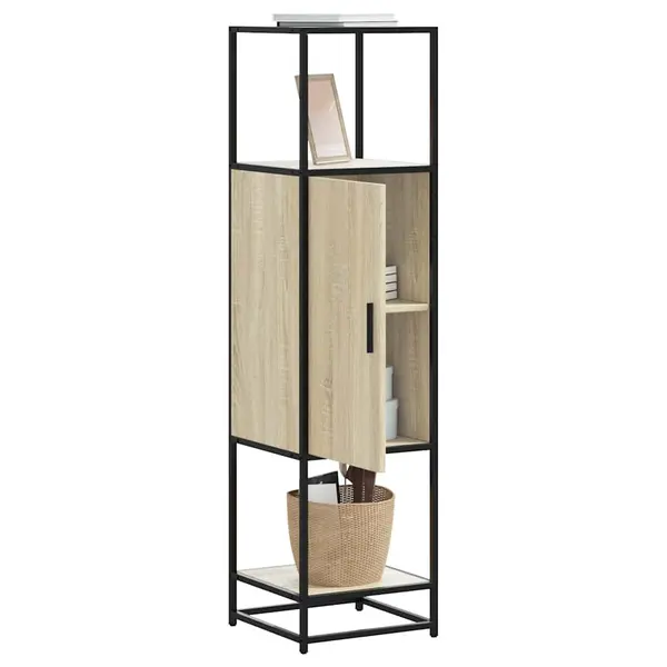 Gossi dulapuru stejar sonoma 35,5x35x139 cm lemn si metal prelucrat