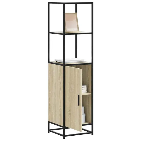 Gossi dulapuru stejar sonoma 35,5x35x139 cm lemn si metal prelucrat
