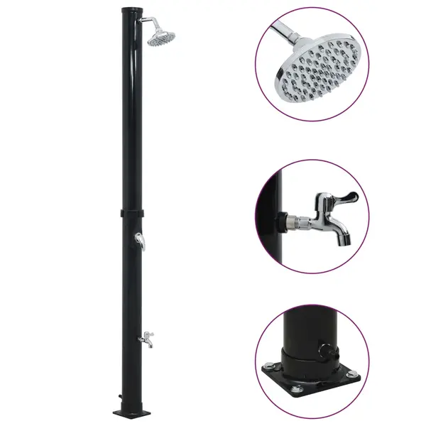 Gossi dus solar, negru, 220 cm, 20 l