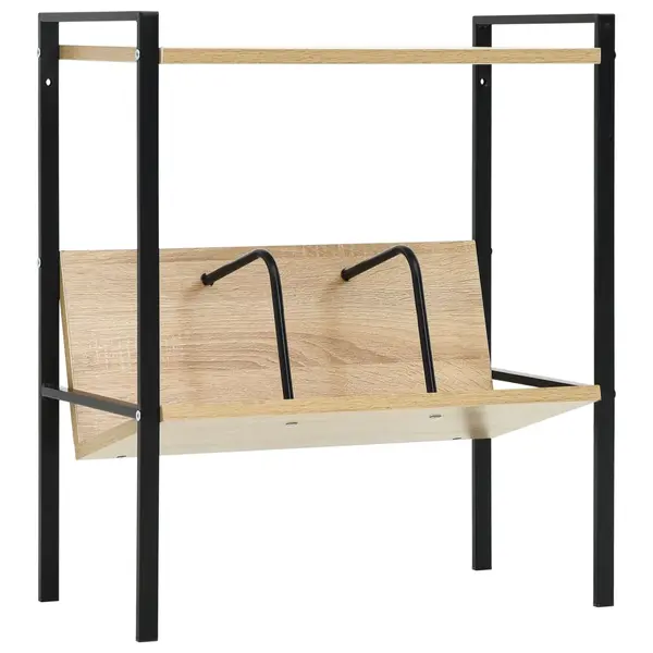 Gossi etajera carti 2 rafturi negru/stejar 52x28x59 cm lemn prelucrat