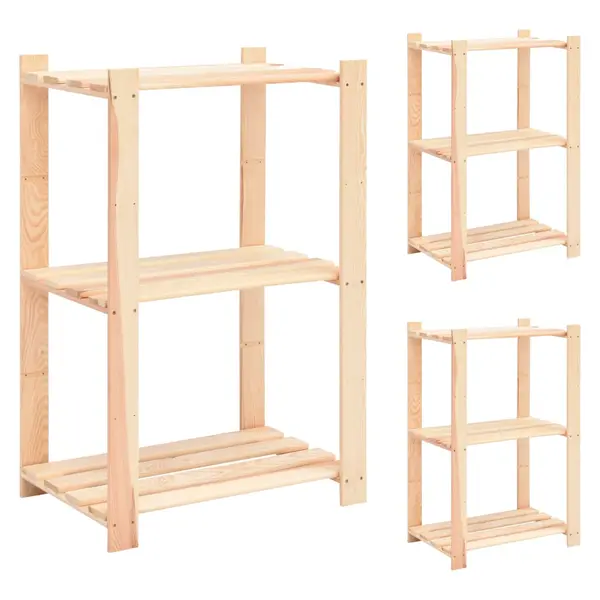 Gossi etajera cu 3 niveluri, 3 buc., 60x38x90 cm, pin masiv, 150 kg