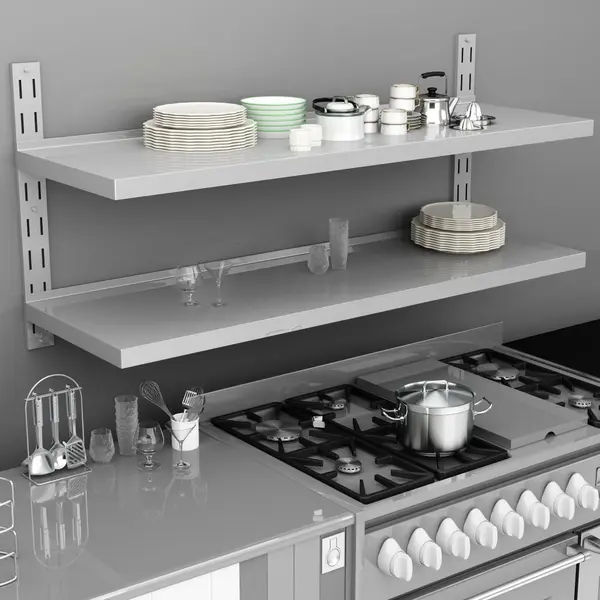 Gossi etajera de perete cu 2 rafturi, 150 x 30 cm, otel inoxidabil
