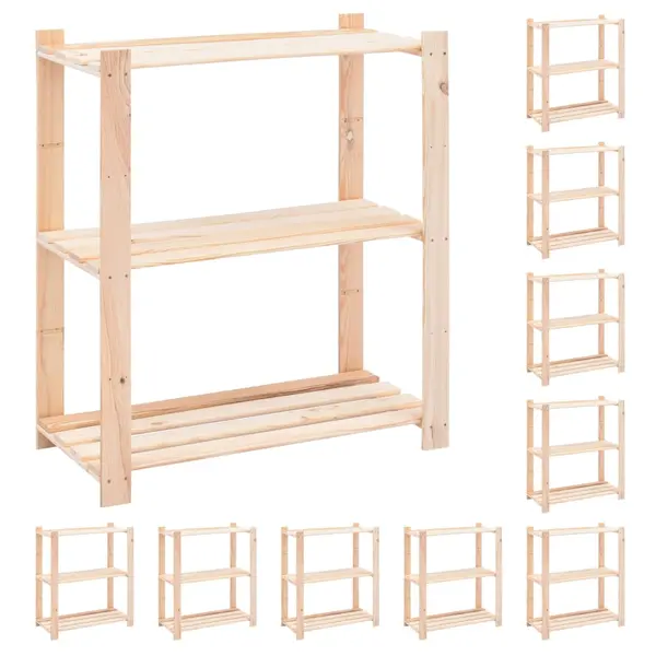 Gossi etajere cu 3 niveluri, 10 buc., 80x38x90 cm, pin masiv, 150 kg