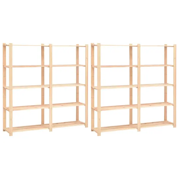 Gossi etajere cu 5 rafturi, 2 buc, 170x38x170 cm, lemn de pin, 500 kg