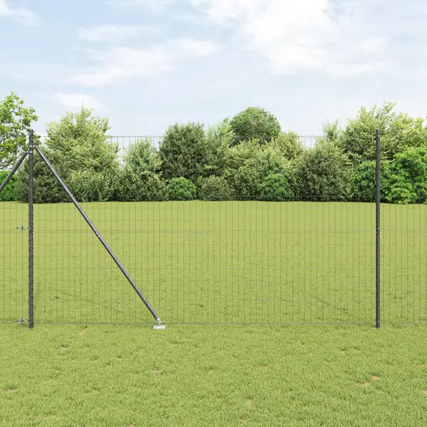 Gossi euro fence cu 7 stalpi cu varf 1.6x10 m din otel galvanizat gri