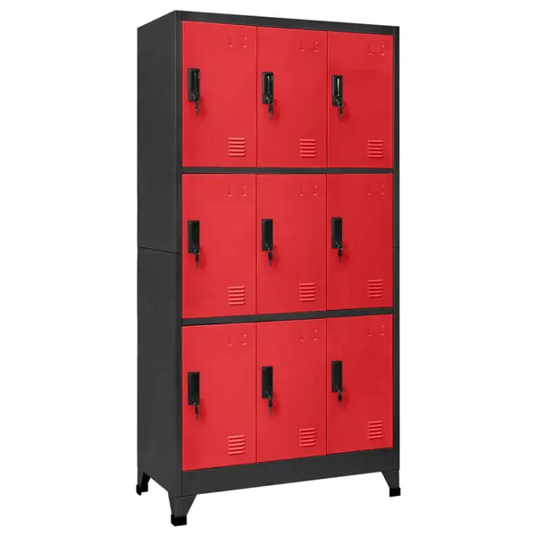Gossi fiset, antracit si rosu, 90x45x180 cm, otel