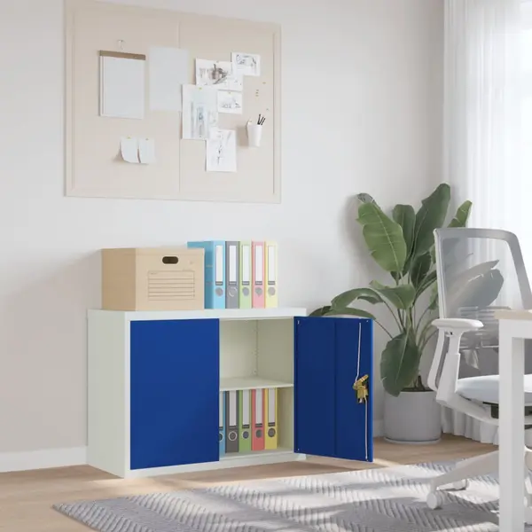 Gossi fiset, gri deschis si albastru, 90x40x70 cm, otel