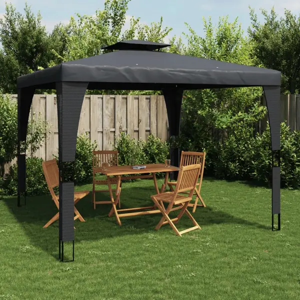 Gossi foisor cu acoperis dublu, antracit, 3,98x2,98 m, otel
