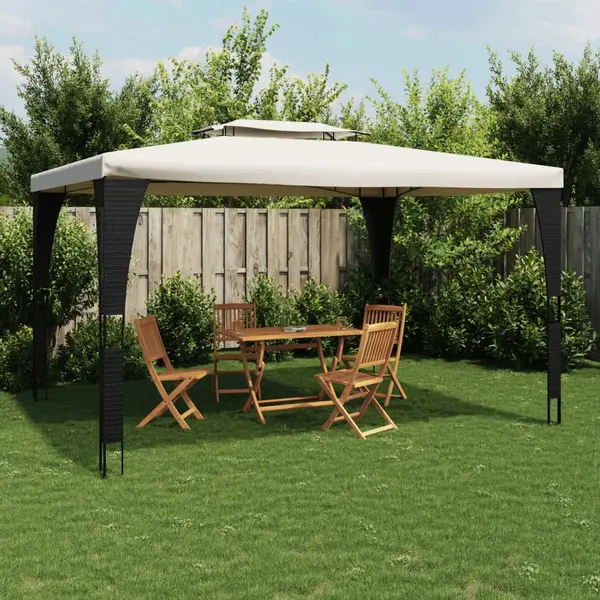 Gossi foisor cu acoperis dublu, crem, 3,98x2,98 m, otel