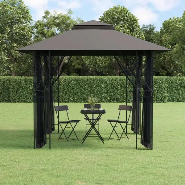 Gossi foisor cu pereti laterali, antracit, 300x300x270 cm, otel