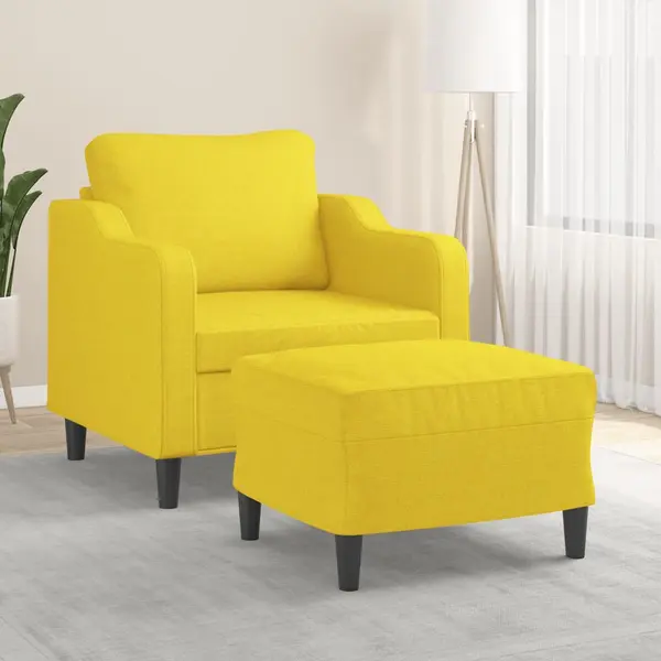 Gossi fotoliu canapea cu taburet, galben deschis, 60 cm, textil