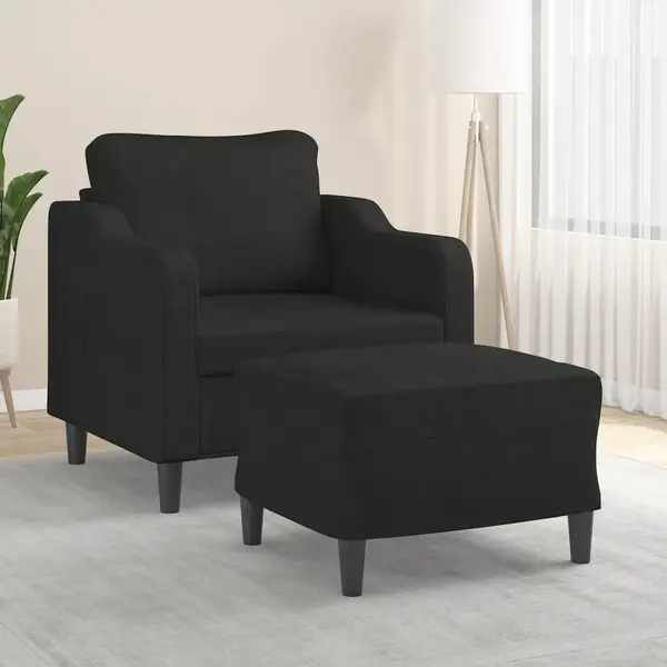 Gossi fotoliu canapea cu taburet, negru, 60 cm, material textil