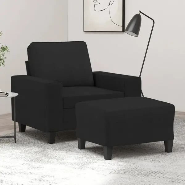 Gossi fotoliu canapea cu taburet, negru, 60 cm, material textil