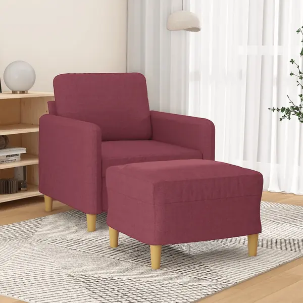 Gossi fotoliu canapea cu taburet, rosu vin, 60 cm, material textil