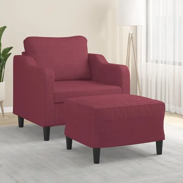 Gossi fotoliu canapea cu taburet, rosu vin, 60 cm, material textil