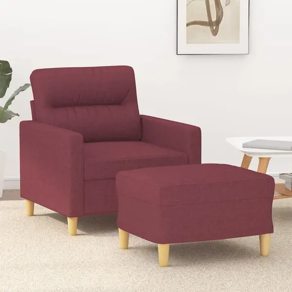 Gossi fotoliu canapea cu taburet, rosu vin, 60 cm, material textil