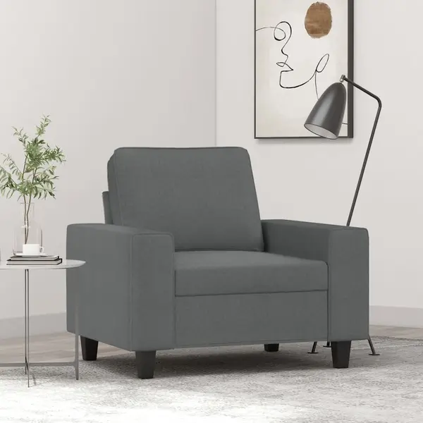 Gossi fotoliu canapea, gri inchis, 60 cm, material textil