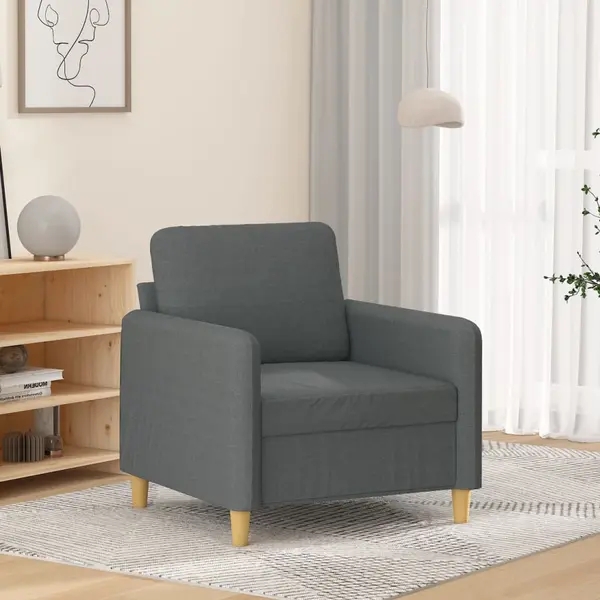 Gossi fotoliu canapea, gri inchis, 60 cm, material textil