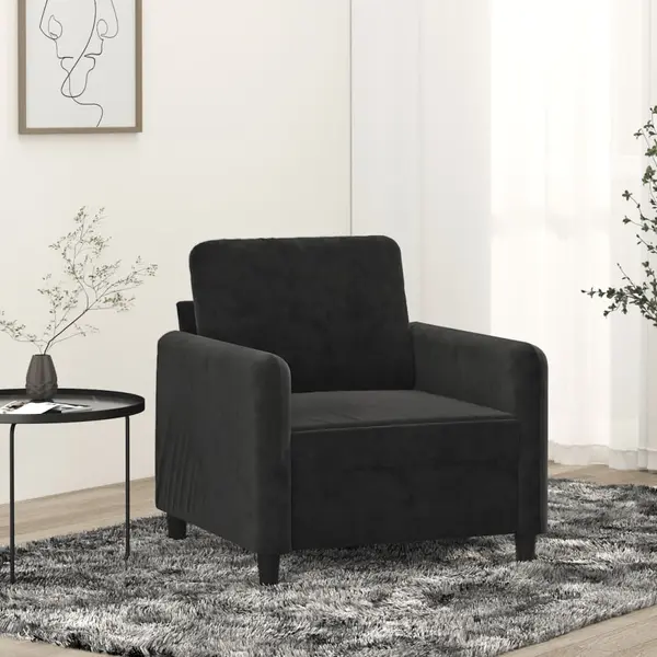 Gossi fotoliu canapea, negru, 60 cm, catifea