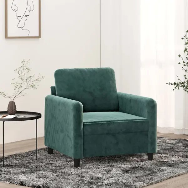 Gossi fotoliu canapea, verde inchis, 60 cm, catifea